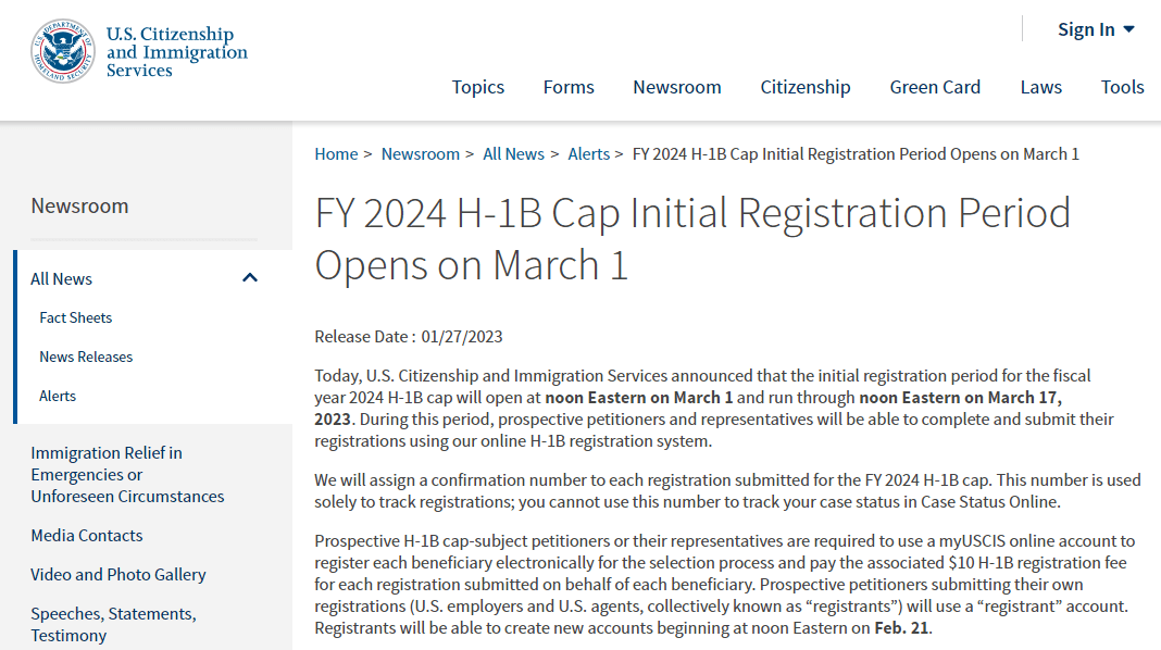 皇冠信用盘在线注册_重磅皇冠信用盘在线注册!2024财年美国H-1B抽签注册将于3月1日开始