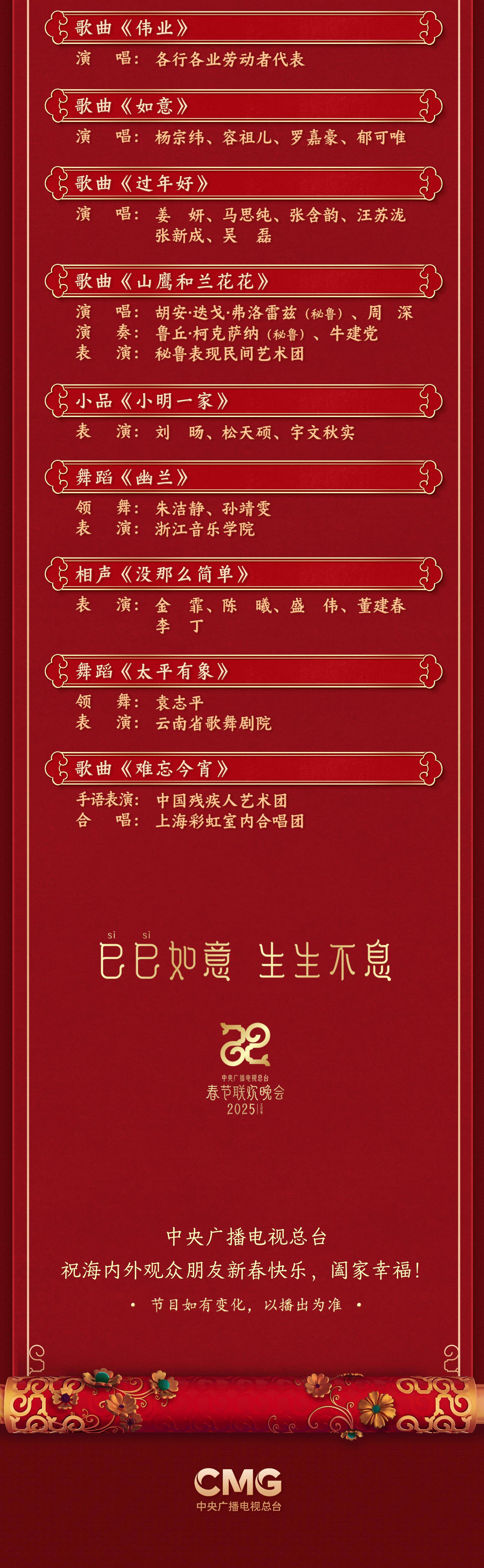 皇冠信用网账号注册_官宣皇冠信用网账号注册!中央广播电视总台《2025年春节联欢晚会》节目单发布